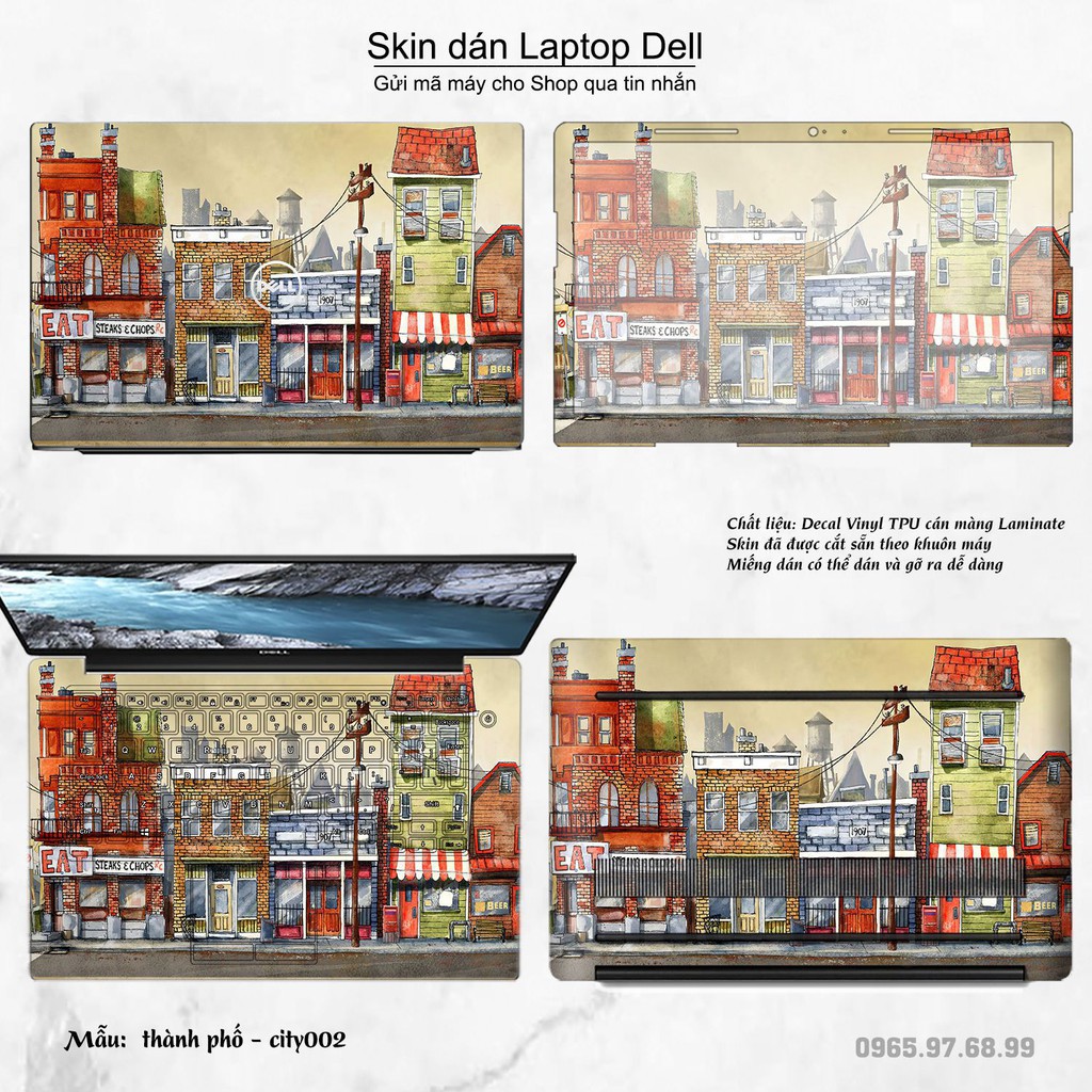 Skin dán Laptop Dell in hình thành phố (inbox mã máy cho Shop)