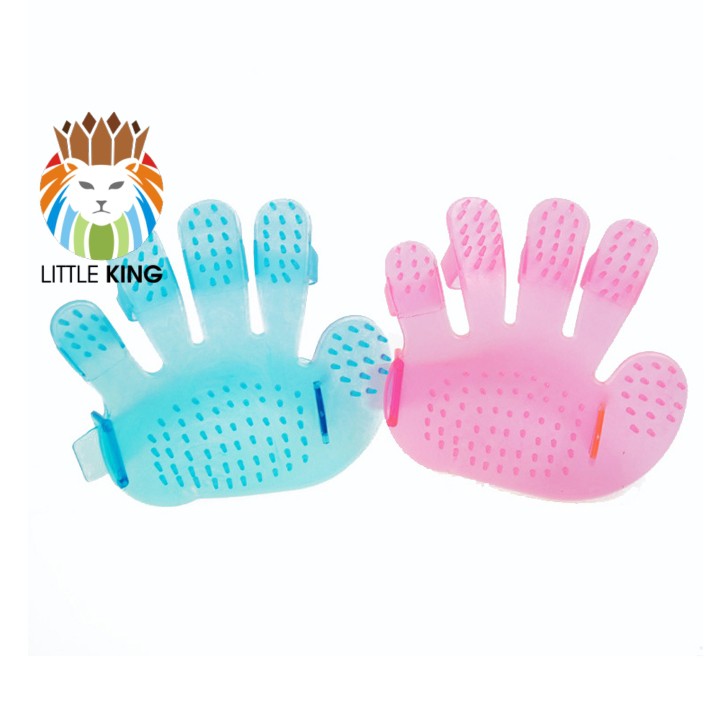 Găng tay tắm và chải lông rụng cho chó mèo, thú cưng Little King chất liệu cao su