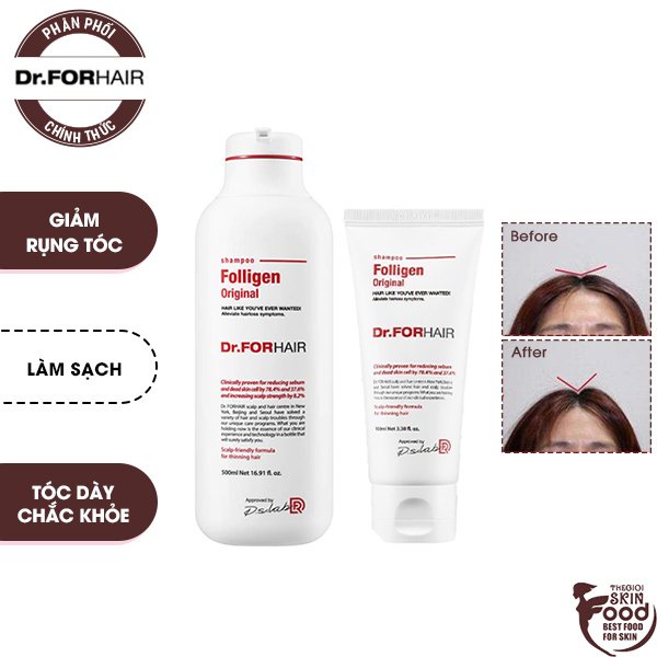 Dầu Gội Giảm Rụng Tóc, Giảm Dầu Dr.FORHAIR Folligen Plus Shampoo