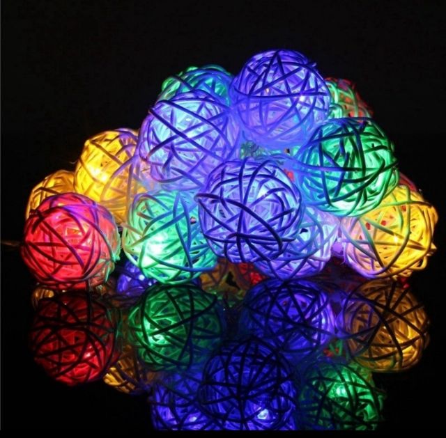 Dây đèn Led trang trí 20 bóng hình quả cầu mây tuyệt đẹp