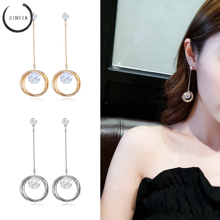 Khuyên tai đính zircon thời trang cho nữ