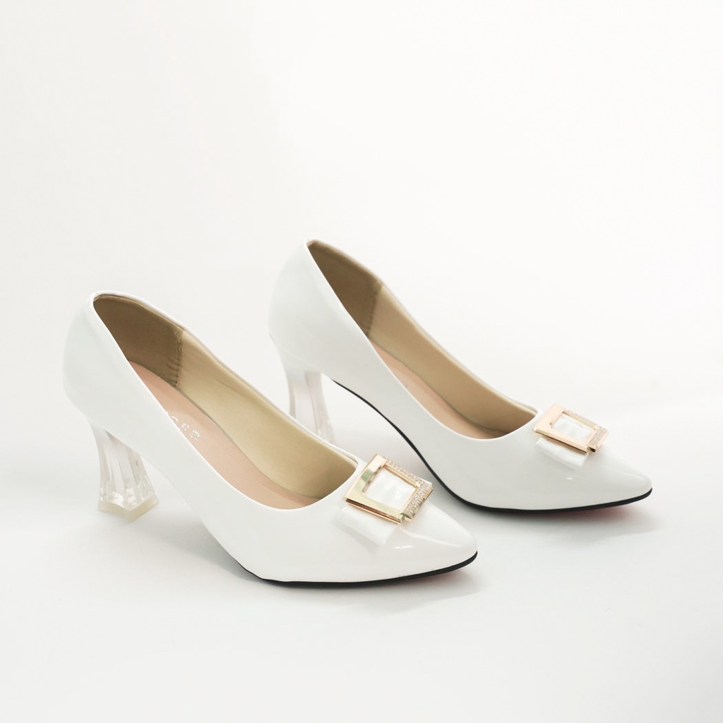 Giày cao gót nữ đế pha lê 7cm mũi nhọn cao cấp phối khóa dáng công sở cực xinh mã K13