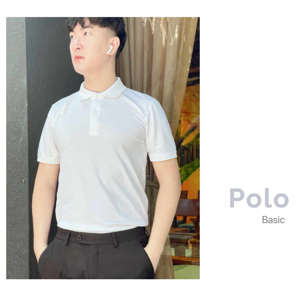 Áo polo nam trơn co giãn 4 chiều  Basic 2 màu Đen Trắng | BigBuy360 - bigbuy360.vn