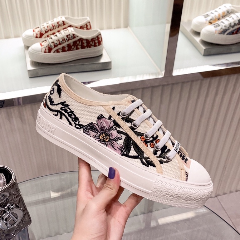 #Giày SNEAKER Đi Bộ 'N' Dr Bằng Vải Cotton Thêu Họa Tiết Đảo Ngược Toile de Jouy Không Hộp