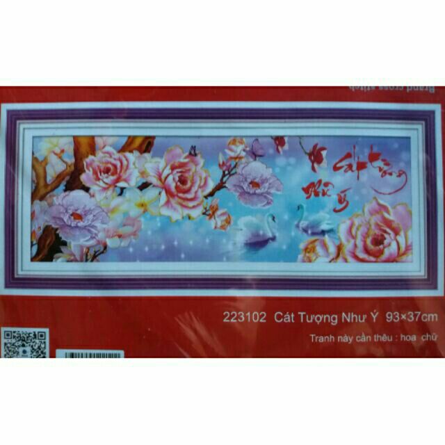 Tranh thêu chữ thập 3D CÁT TƯỜNG NHƯ Ý (223102)93×37cm chưa thêu.