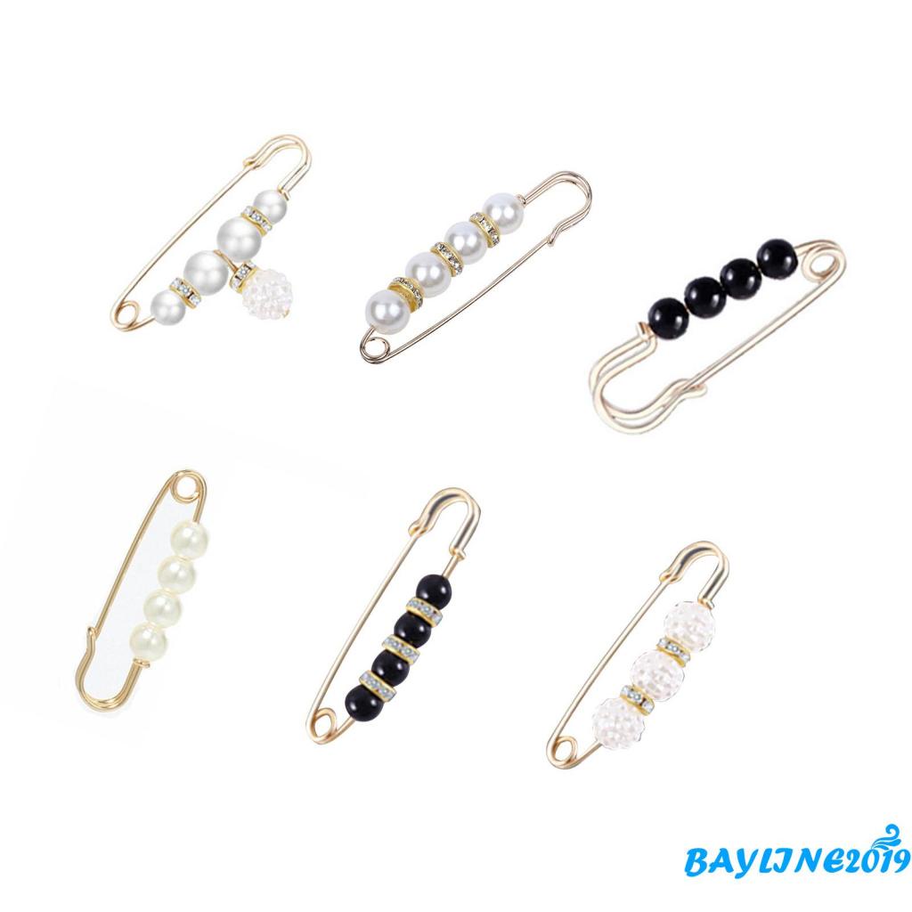 Bộ Ghim Cài Áo/Áo Khoác Cardigan/Quần Dài Đính Ngọc Trai Nhân Tạo Xinh Xắn