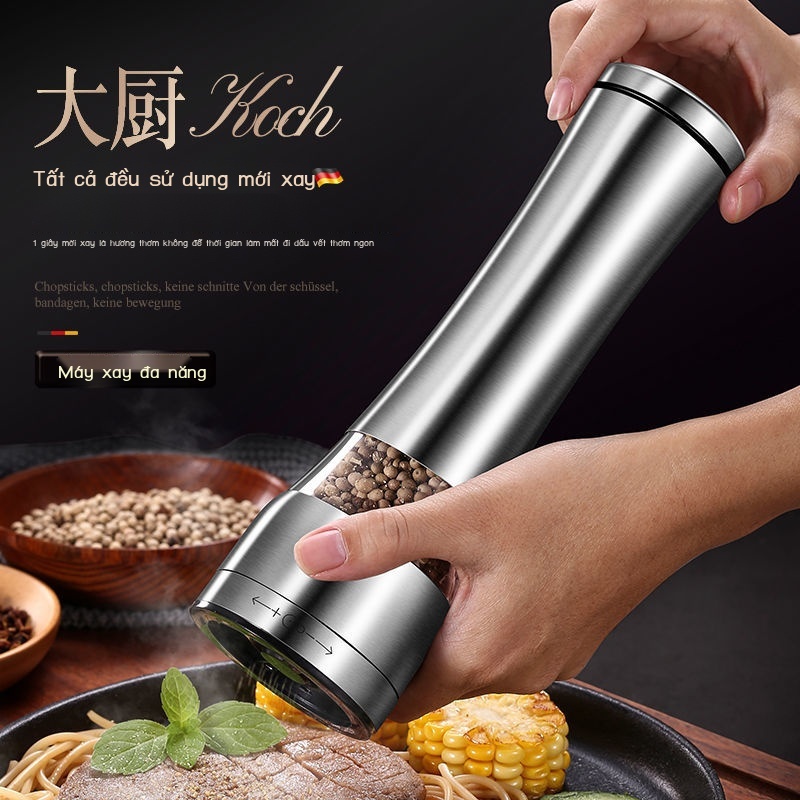 ☊℗♧Máy xay tiêu bằng thép không gỉ của Đức hiện hạt đen trong nhà bếp chai thủ công