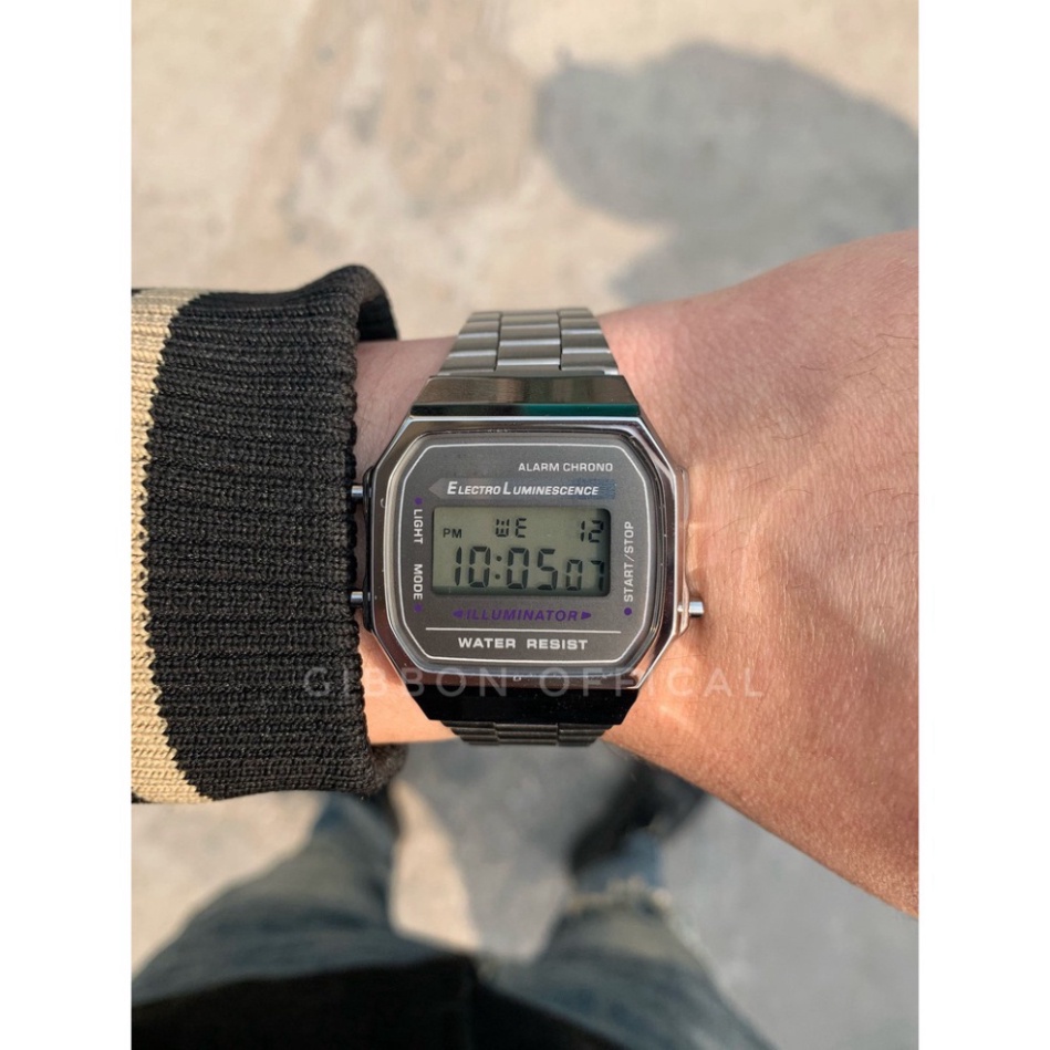 Đồng hồ nam, nữ a168 dây thép không rỉ 4 màu thời trang