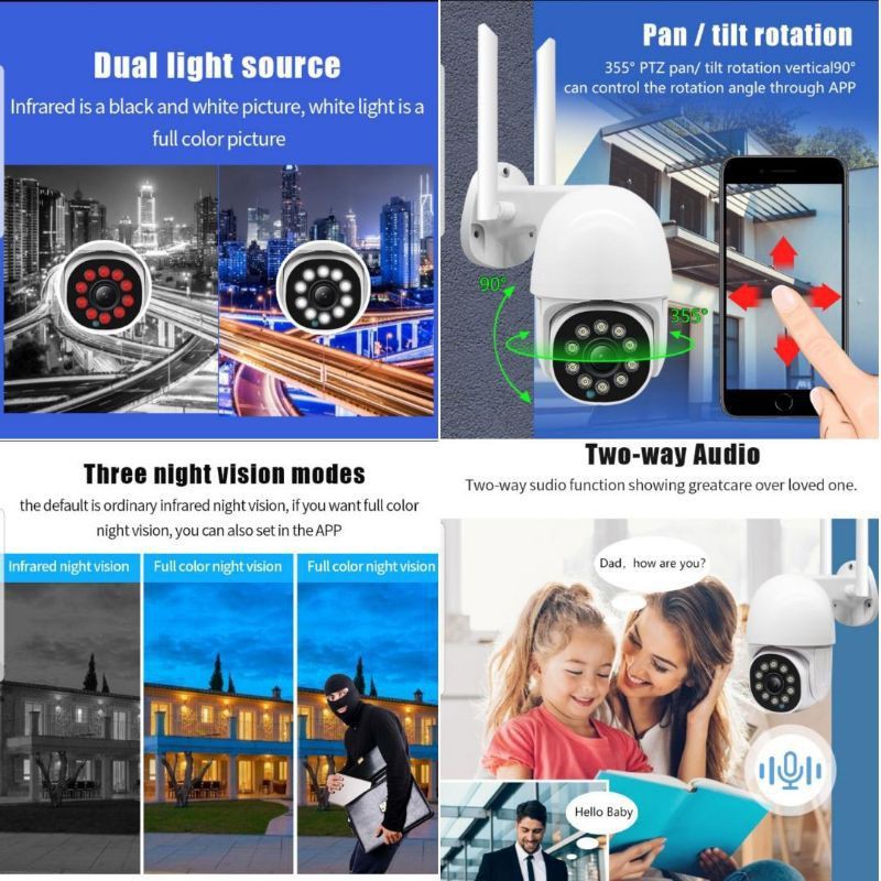 Camera An Ninh Ip V380 Pro Sped Dome 3mp Ptz Spedome 3mp Wifi Không Dây 2 Ăng Ten Full Hd