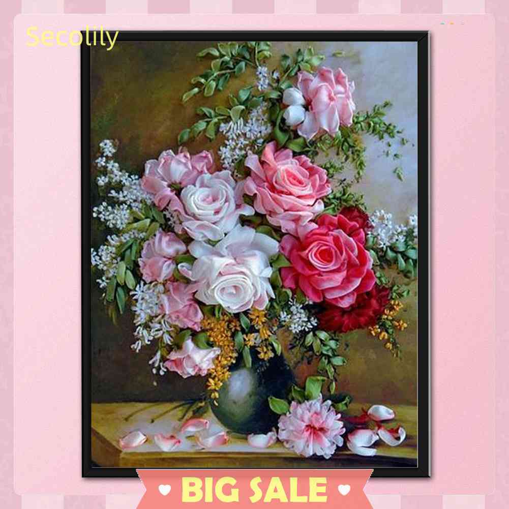 Bộ Tranh Thêu Chữ Thập 11CT DIY Hình Hoa Xinh Xắn Đẹp Mắt