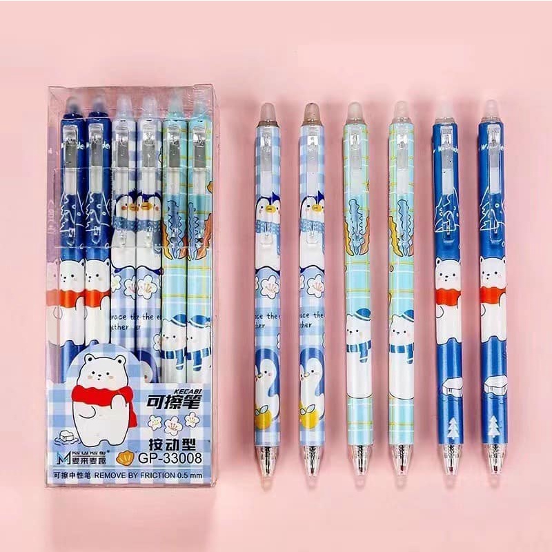 Bút bi xoá được mực xanh cao cấp ngòi 0,5mm, bút gel nước mẫu cute