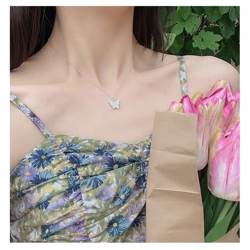 Vòng cổ Mặt Hình Bướm Nhiều Màu Phong Cách Hàn Quốc Cho Nữ