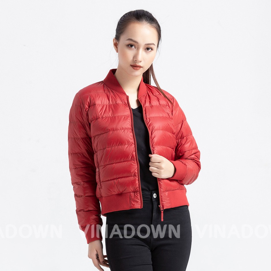 VND-W05- ÁO KHOÁC LÔNG VŨ BOMBER TRẦN NGANG VINADOWN