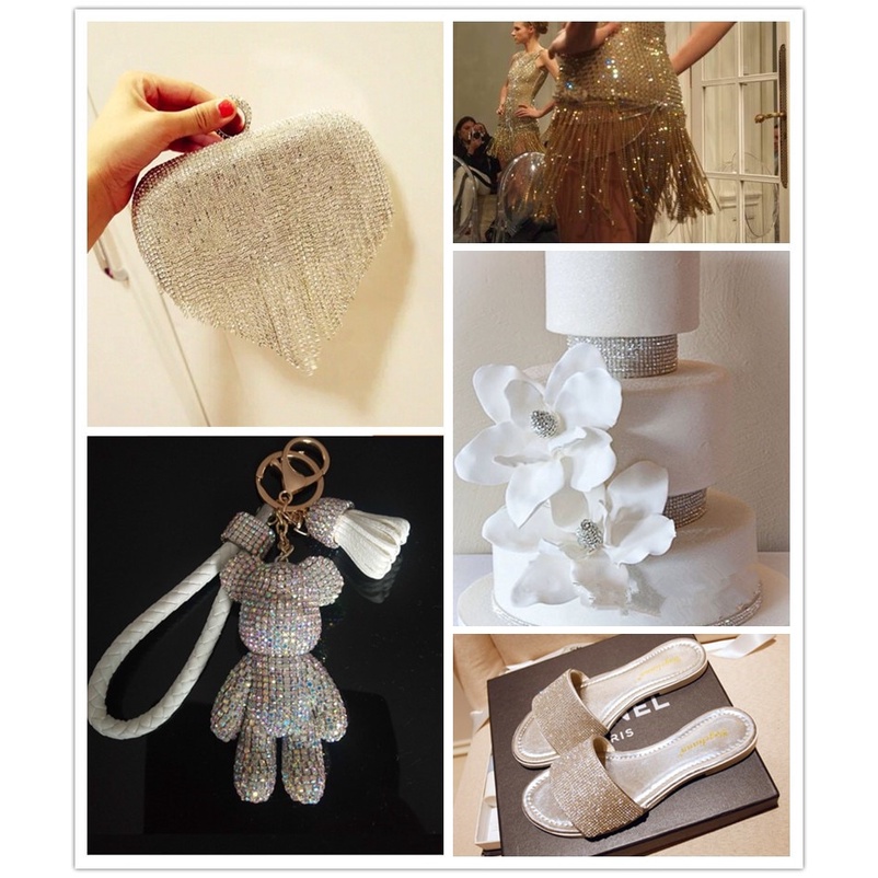 Cuộn Dây Chuỗi Đính Đá Pha Lê Lấp Lánh SS8-SS12 1Yard Dùng Trang Trí Quần Áo DIY