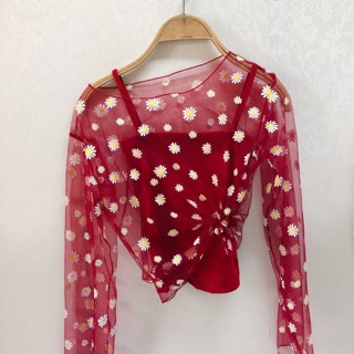 Áo hoa cúc lưới kèm áo trong