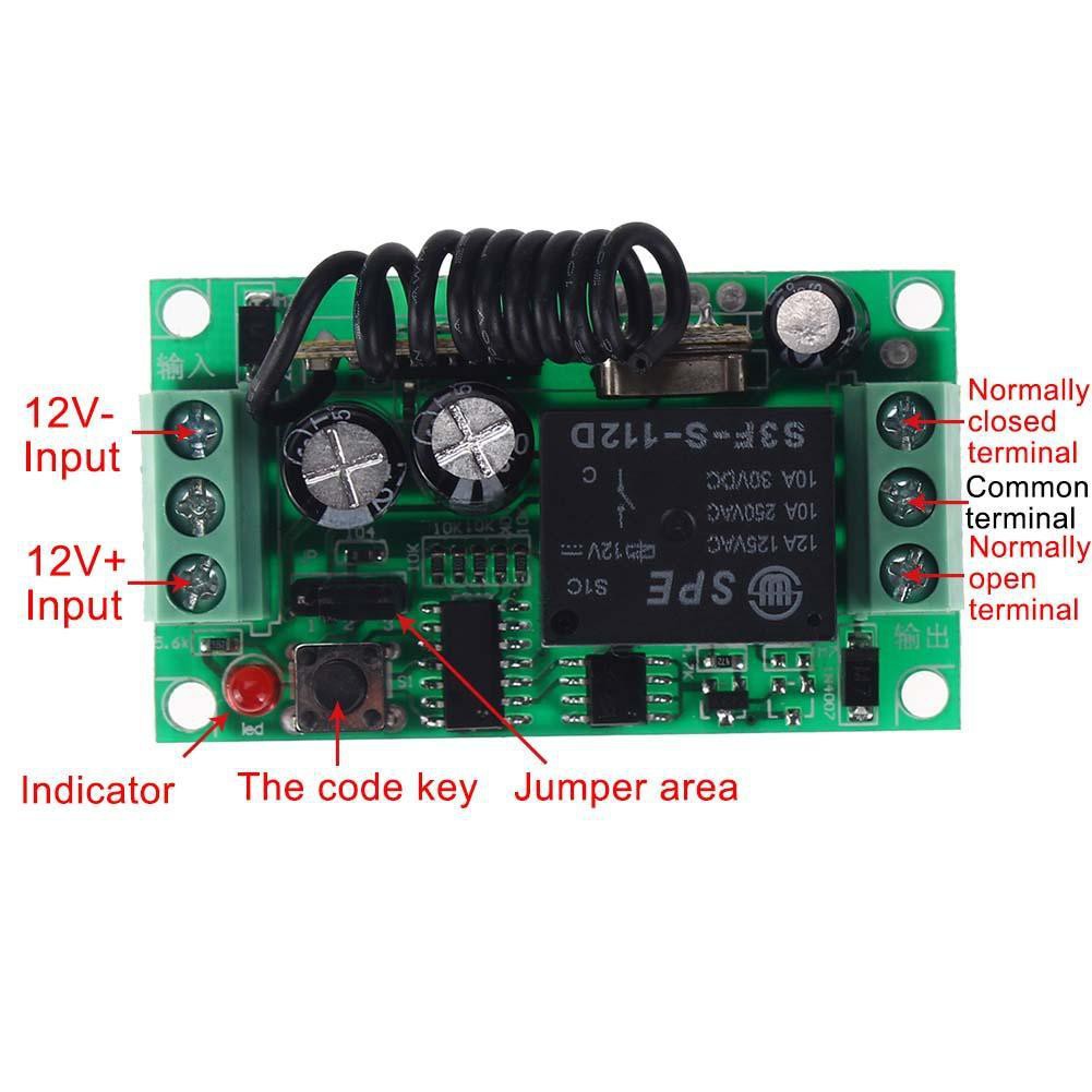 Bộ thu phát sóng kèm remote điều khiển DC 12V 10A 433mhz chuyên dụng
