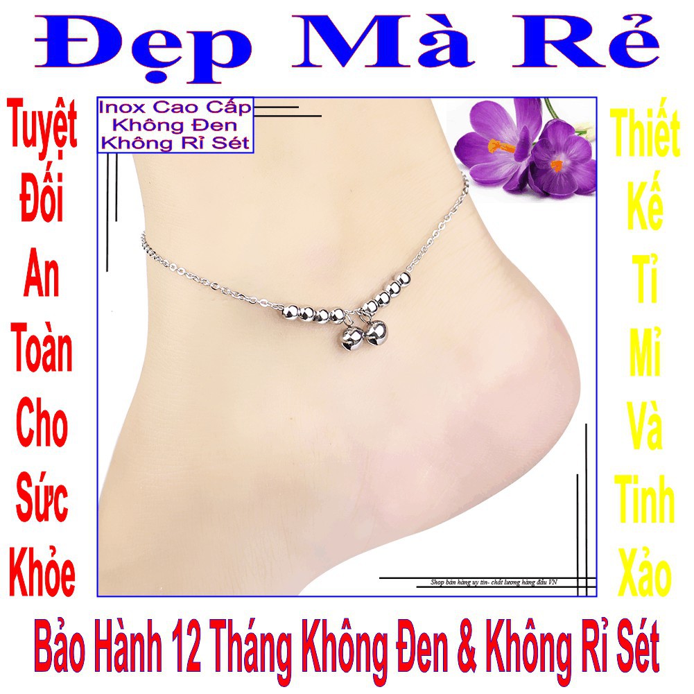 Lắc chân nữ kiểu 2 viên bi đính đá Zircon và 8 viên bi thường - LC00007T020049-Trang