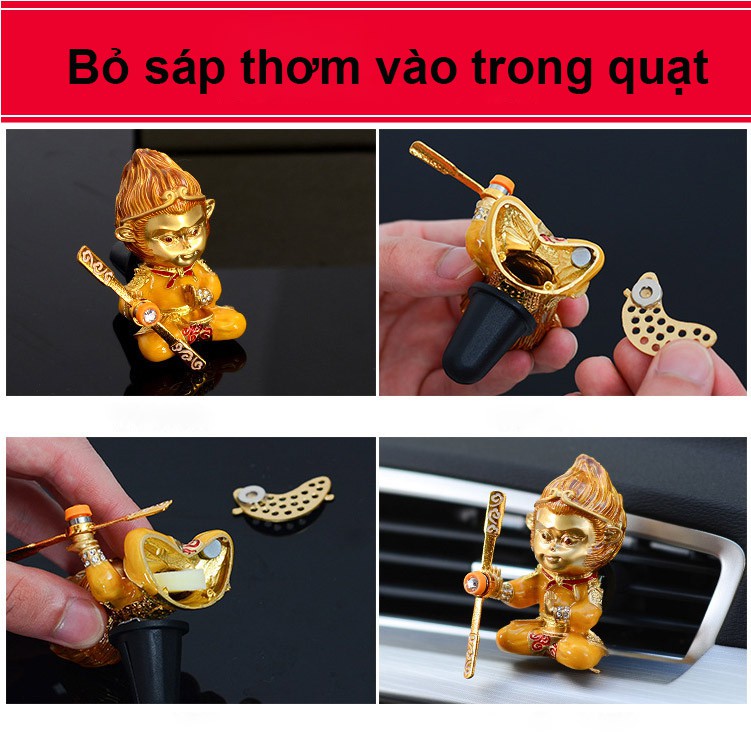 Quạt Sáp Thơm Ô Tô Hình Tôn Ngộ Không – Có Tặng Kèm Sáp Thơm