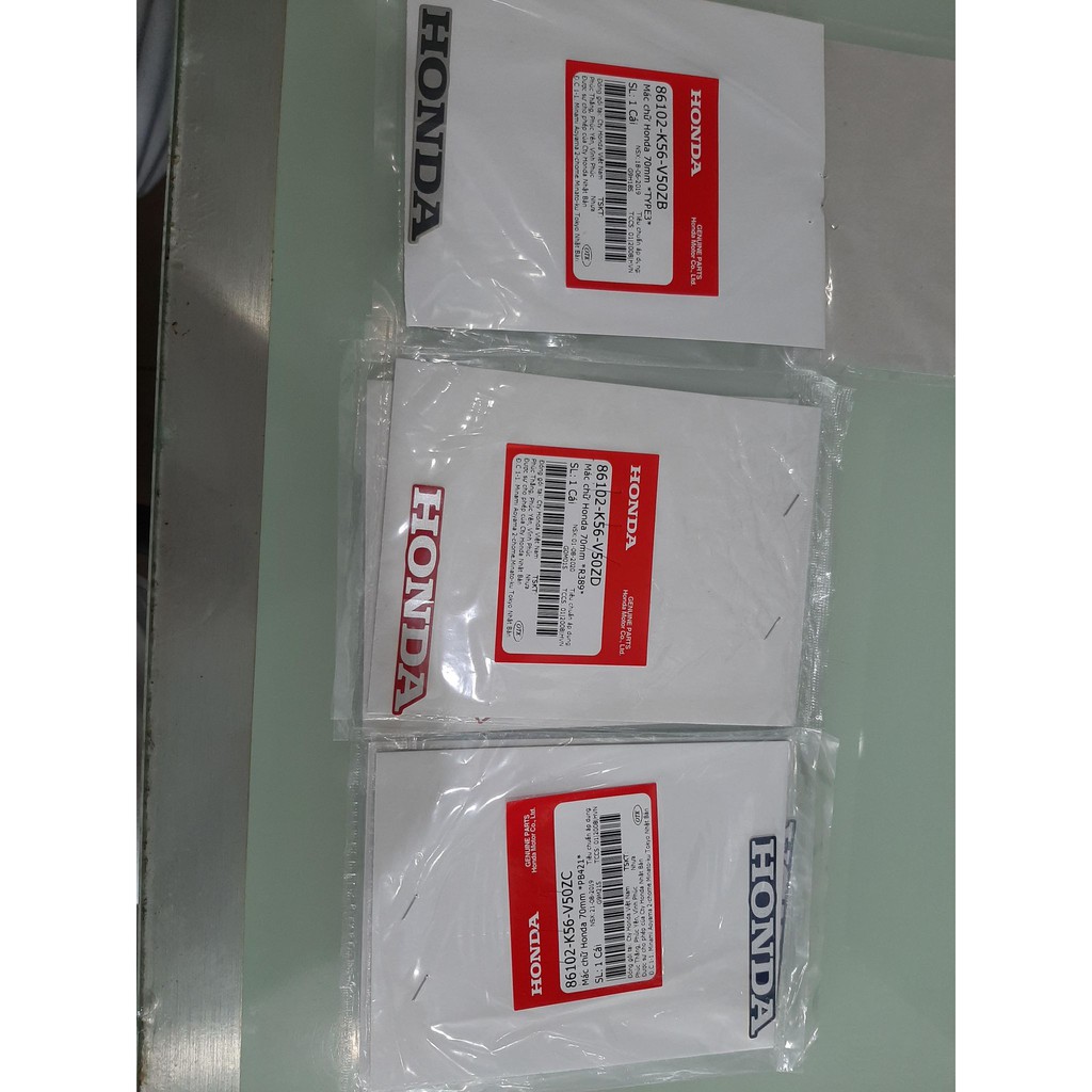 Tem Mác chữ Honda 70mm đen trắng bạc chính hiệu honda