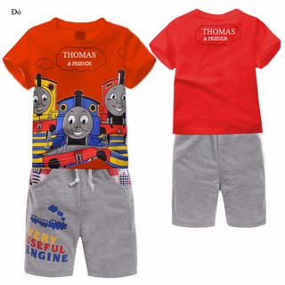 Quần áo trẻ em - SockiMall - Bộ bé trai năng động, in hoạt hình Thomas 3D rõ nét .