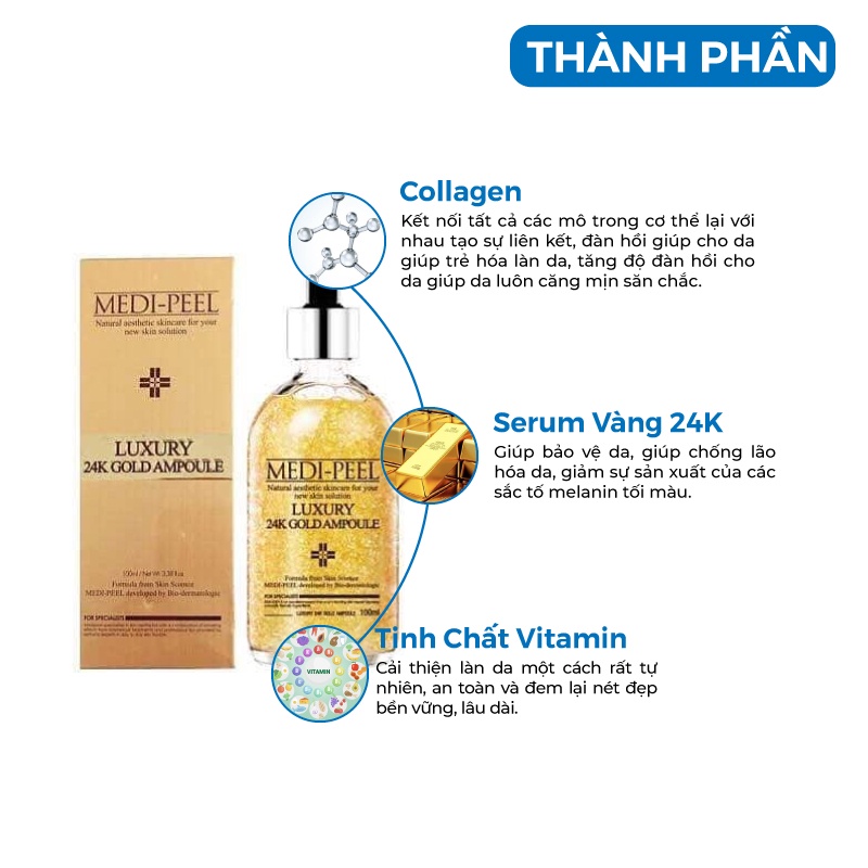 Serum vàng 24k Gold MEDIPEEL làm trắng da chống lão hóa tái tạo và săn chắc da Hàn Quốc 100ml | BigBuy360 - bigbuy360.vn