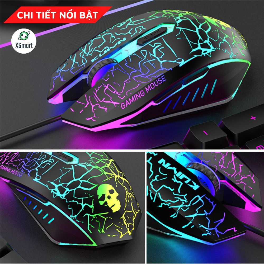 Chuột Máy Tính Gaming Led T66 RGB, 3 Mức Chỉnh DPI Siêu Nhạy Chơi Game, Dùng Văn Phòng Cho Máy Tính, Laptop, PC