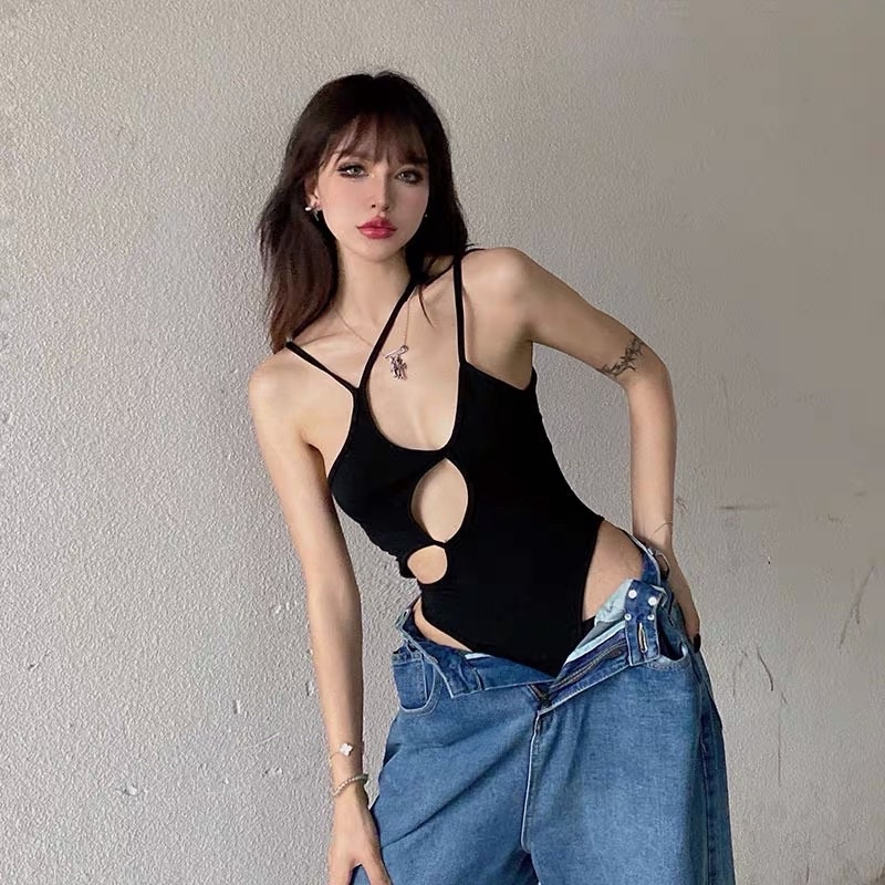 Bodysuit xẻ ngực ba dây quyến rũ (Ảnh thật) có khuy đáy | BigBuy360 - bigbuy360.vn