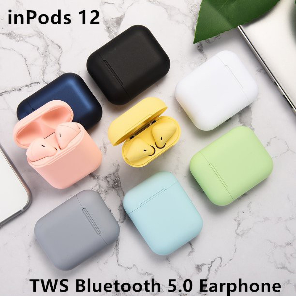 Macaron inPods 12 Wireless Bluetooth Earphone 5.0 Wireless Headphones inPods 12 Sports Headset with mic Smart Touch Stereo Earbud Headset With Charging Box For iPhone Android Huawei Xiaomi Samsung OPPO Vivo  Wireless Bluetooth Earphone