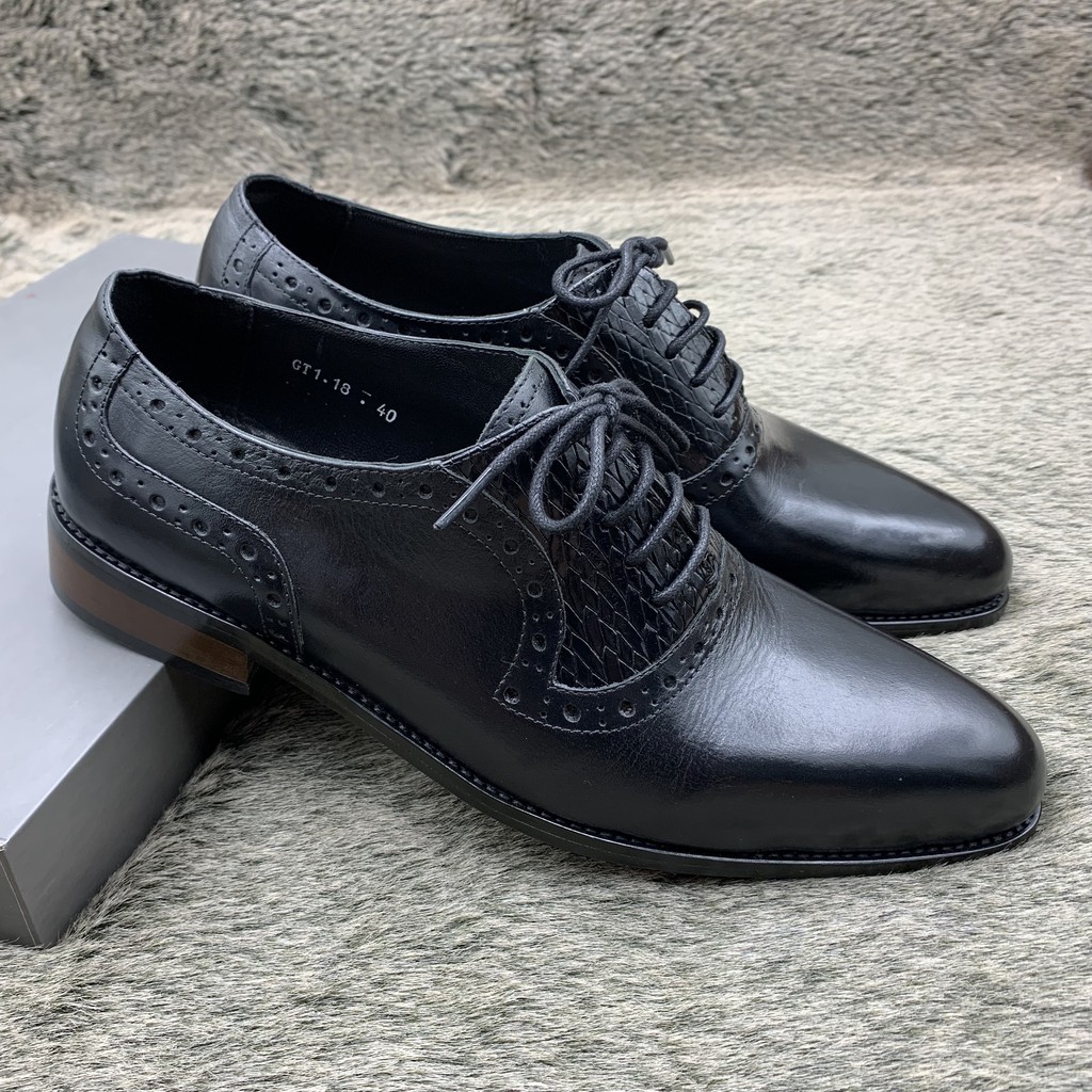 Giầy da nam công sở buộc dây đế phíp cao cấp, giầy oxford nam