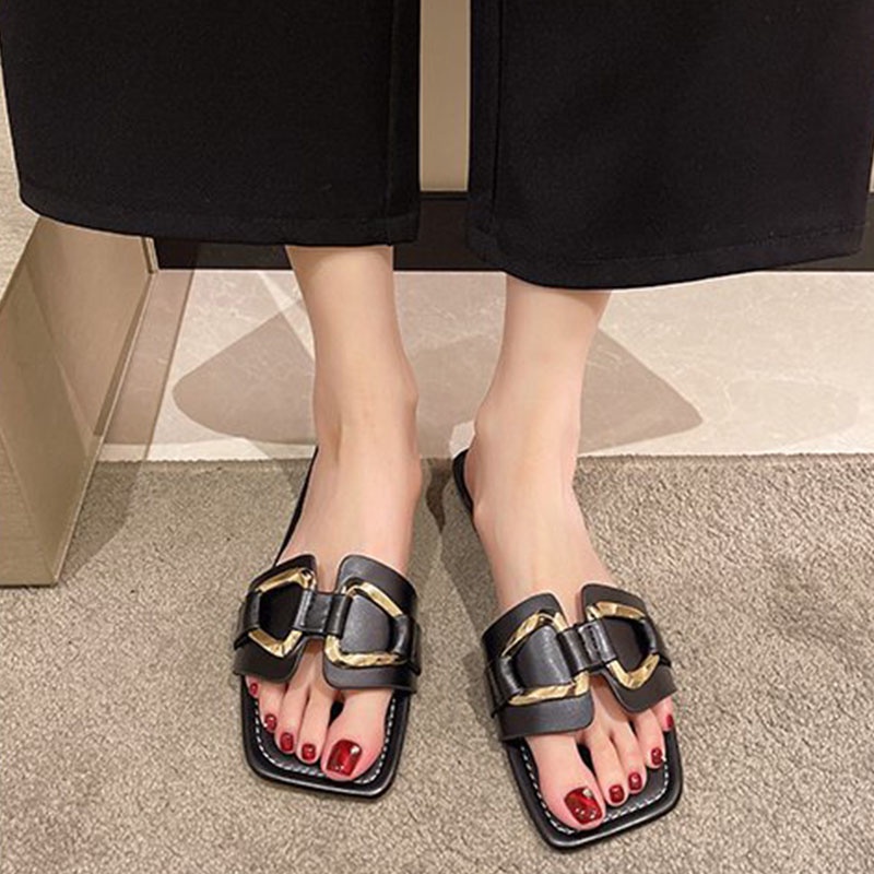 Dép xỏ ngón XIELUAIZTA đế bằng phối khóa thời trang mùa hè cho nữ