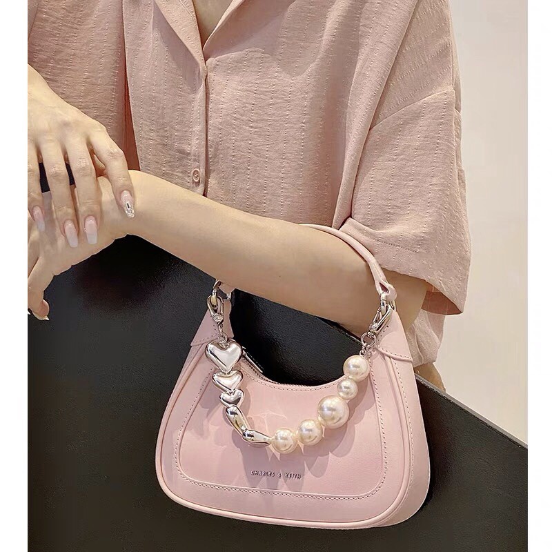 Túi cnk hobo bag dây ngọc Túi ck kẹp nách size 20 full box hồng chuẩn hàng QC nét căng - ZENI.STORE