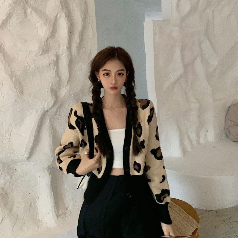[ORDER TAOBAO] ÁO CARDIGAN DÁNG NGẮN HOẠ TIẾT BEO | BigBuy360 - bigbuy360.vn