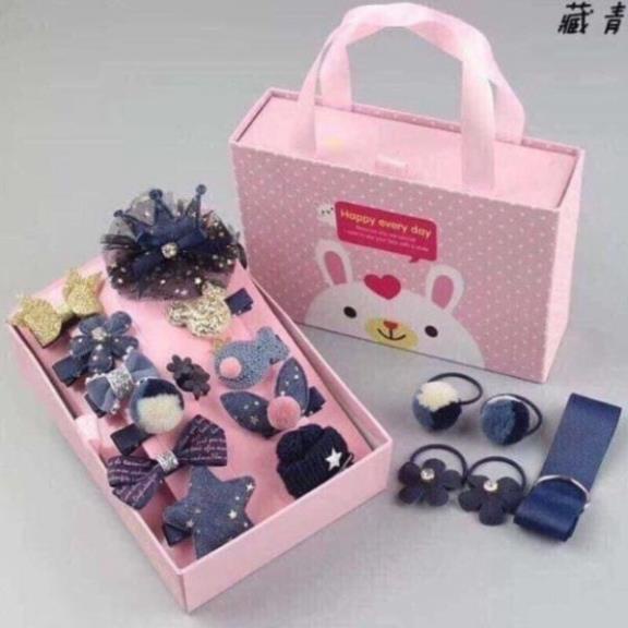 Hộp nơ  18 kẹp tóc cho bé 18 chi tiết