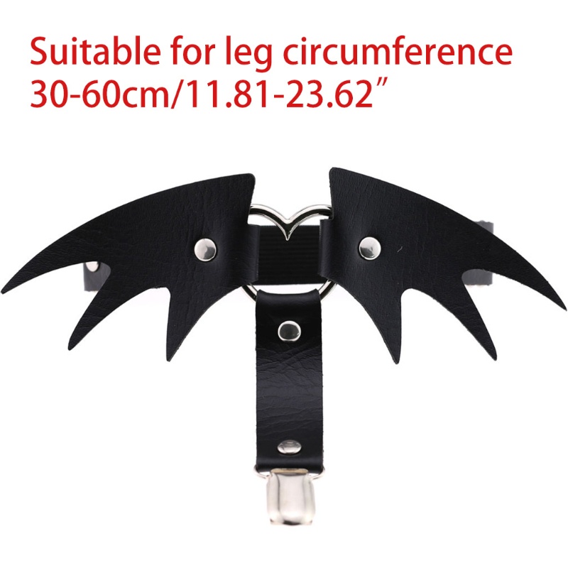 Xiangbao Đai Nịt Bít Tất Da Giả Phối Vòng Kim Loại Hình Trái Tim Phong Cách Gothic Punk Halloween Có Thể Điều Chỉnh