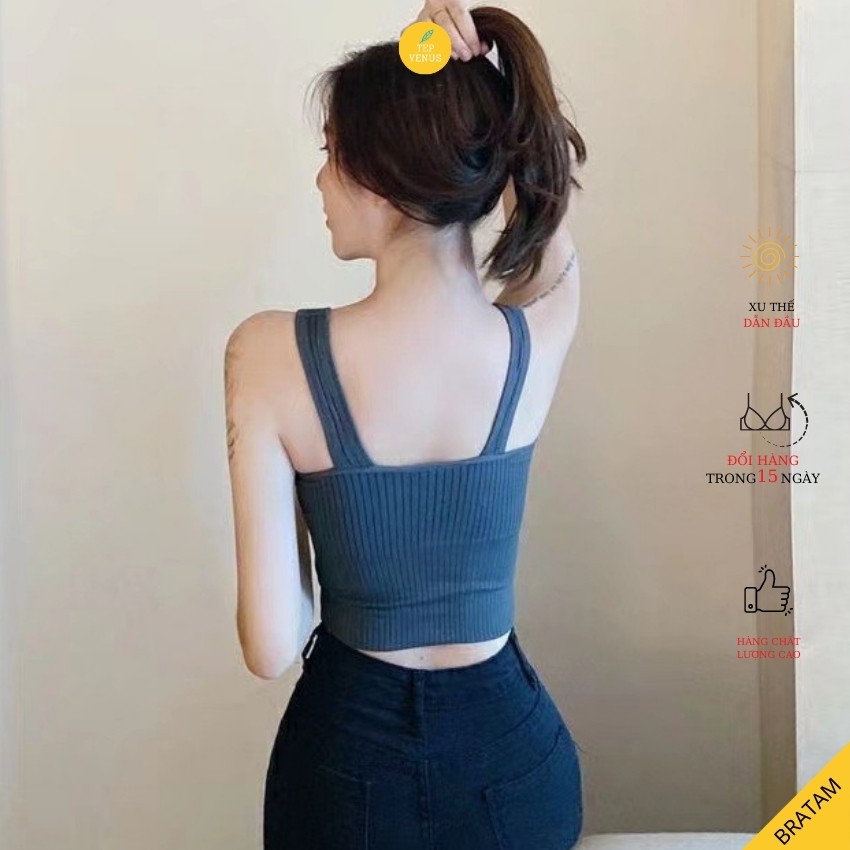 Áo Bra Croptop  Kiểu Tập Gym Yoga Gân Tăm Phối Đồ Cực Chất Tep Venus BRATAM