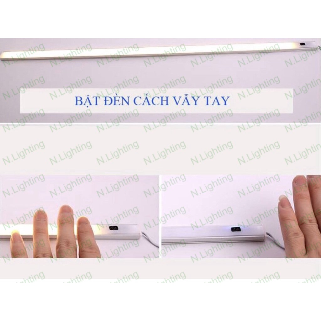 Bộ đèn LEDThanh nhôm gắn tủ bếp 100cm- Dùng Cảm Biến Vẫy Tay - Thanh nhôm U17-7mm