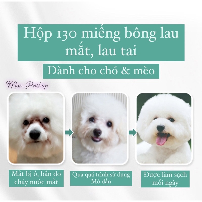 Hộp 130 miếng bông lau mắt ố cho thú cưng