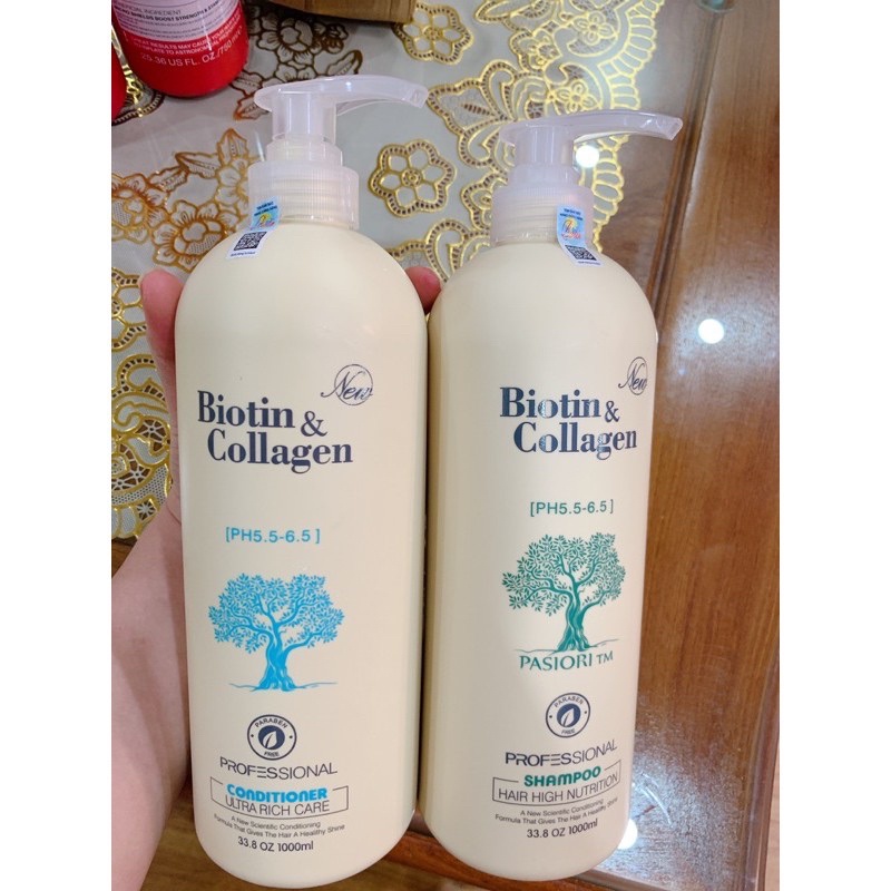 Cặp gội xả Biotin & Collagen Professional trắng của Ý 1000ml/ chai - Nhà Sâu Shop