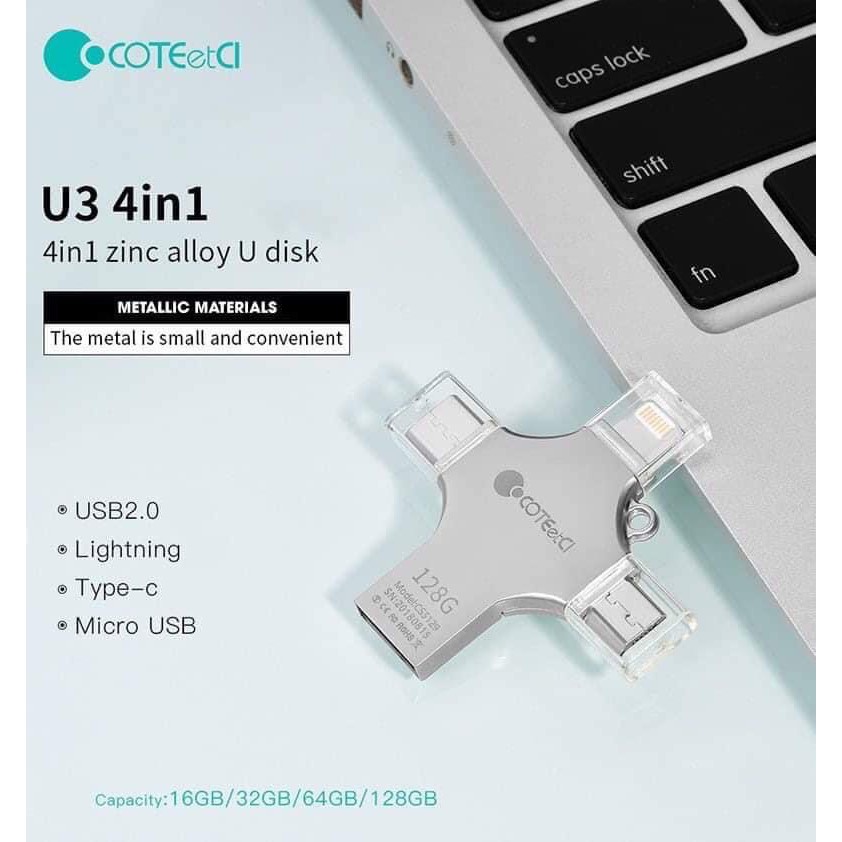 Đầu chuyển CoteetCi Memory 4 trong 1 - USB OTG copy ảnh, video , nhạc cho iPhone/ iPad, PC, các điện thoại Android...