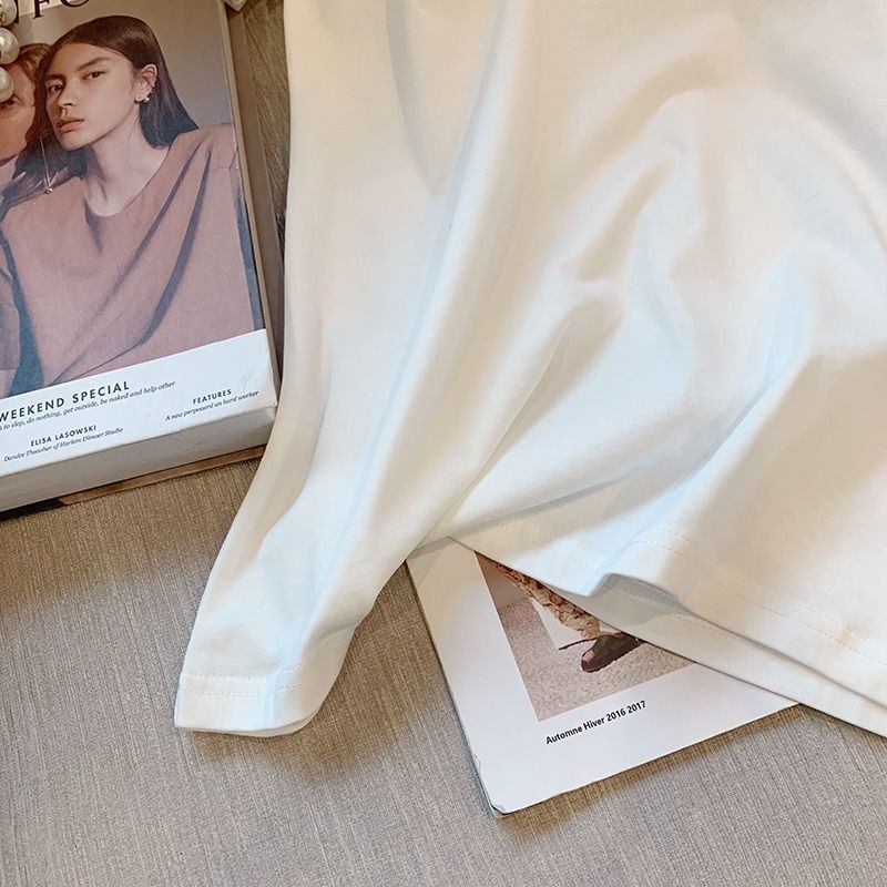 Áo Thun Tay Ngắn Thêu Chữ Mới Cho Nữ