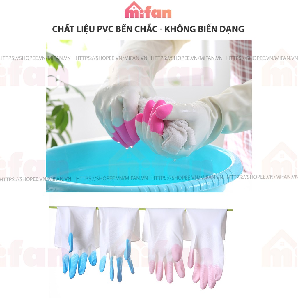 Găng Tay Rửa Chén Bát PVC Cao Cấp - Bao Tay Rửa Bát Siêu Dai Siêu Bền Đẹp MIFAN