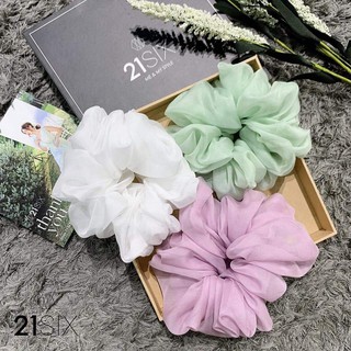 Dây Buộc Tóc Co Giãn Họa Tiết Trơn Thời Trang Cho Nữ - Scrunchies Vải Voan Kính