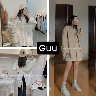 Sơ mi Hàn Quốc form rộng dáng dài GUU House