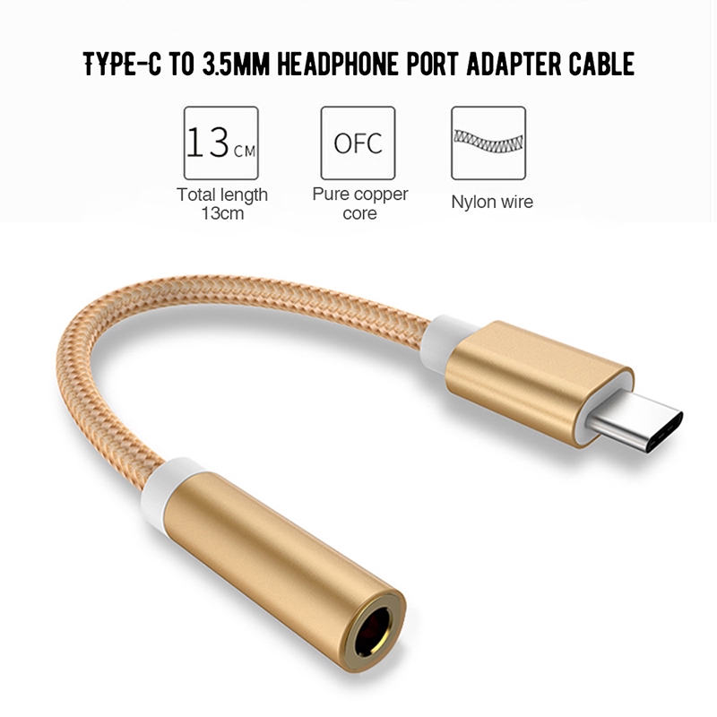 Cáp âm thanh dây bện USB 3.1 Type C sang 3.5mm Type-C sang 3.5 mm AUX