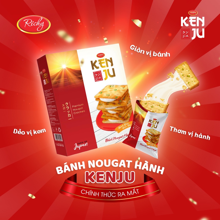 Bánh Kenju hành kẹp kem Richy mềm dẻo gói 186g/ hộp 300g