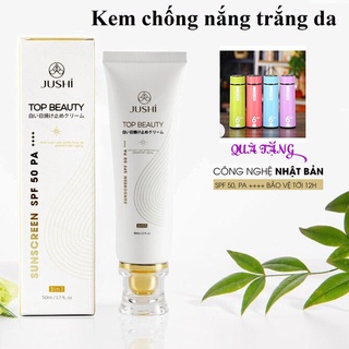 Kem chống nắng dưỡng ẩm nhau thai cừu nâng tông trắng sáng chính hãng Jushi Top Beauty Nhật Bản 50ml
