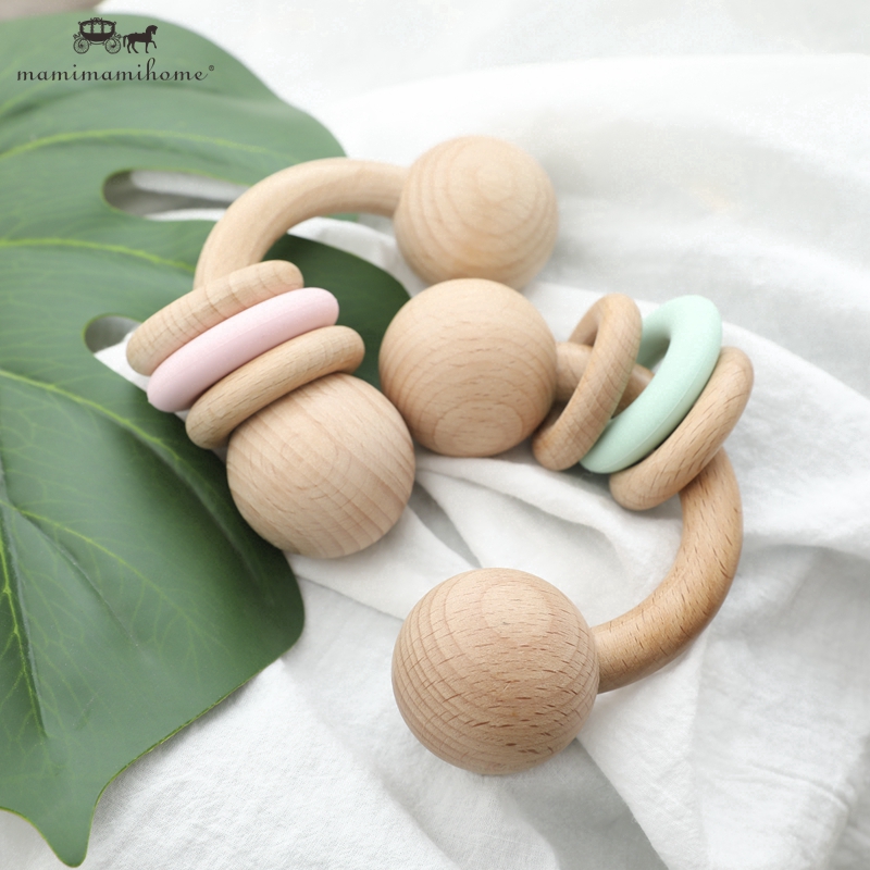 Đồ chơi gặm nướu Mamimamihome chất liệu gỗ an toàn cho bé