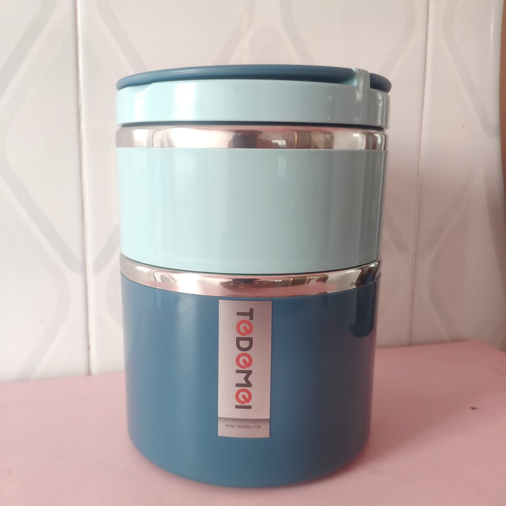 Cà mên giữ nhiệt 2 ngăn inox 2 lớp TEDEMEI - Cặp lồng cơm giữ nhiệt 2 ngăn | BigBuy360 - bigbuy360.vn