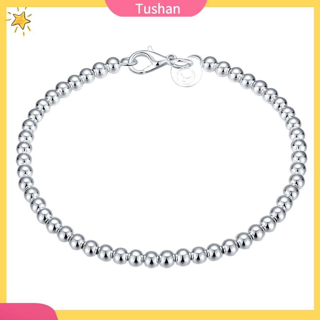 Vòng đeo tay chuỗi hạt mạ bạc xinh xắn thời trang dành cho nữ
