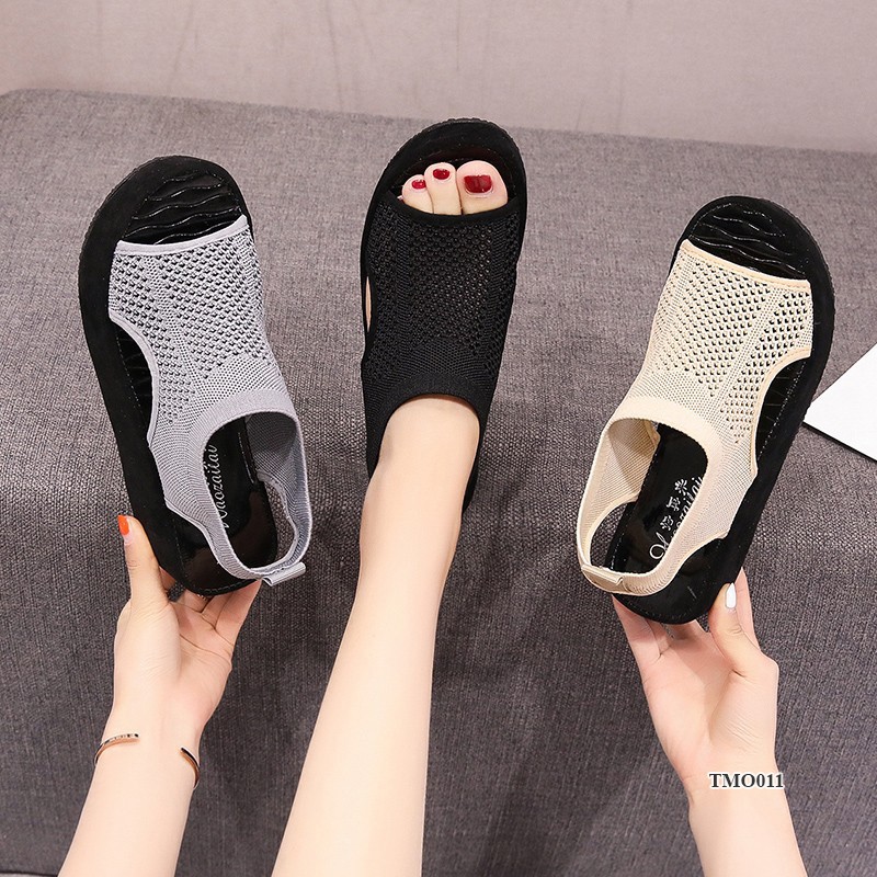 Xăng đan đế xuồng Hàn Quốc, Sandal quai vải thoáng khí, đế mềm, cao 6cm siêu nhẹ và êm châm TMO011